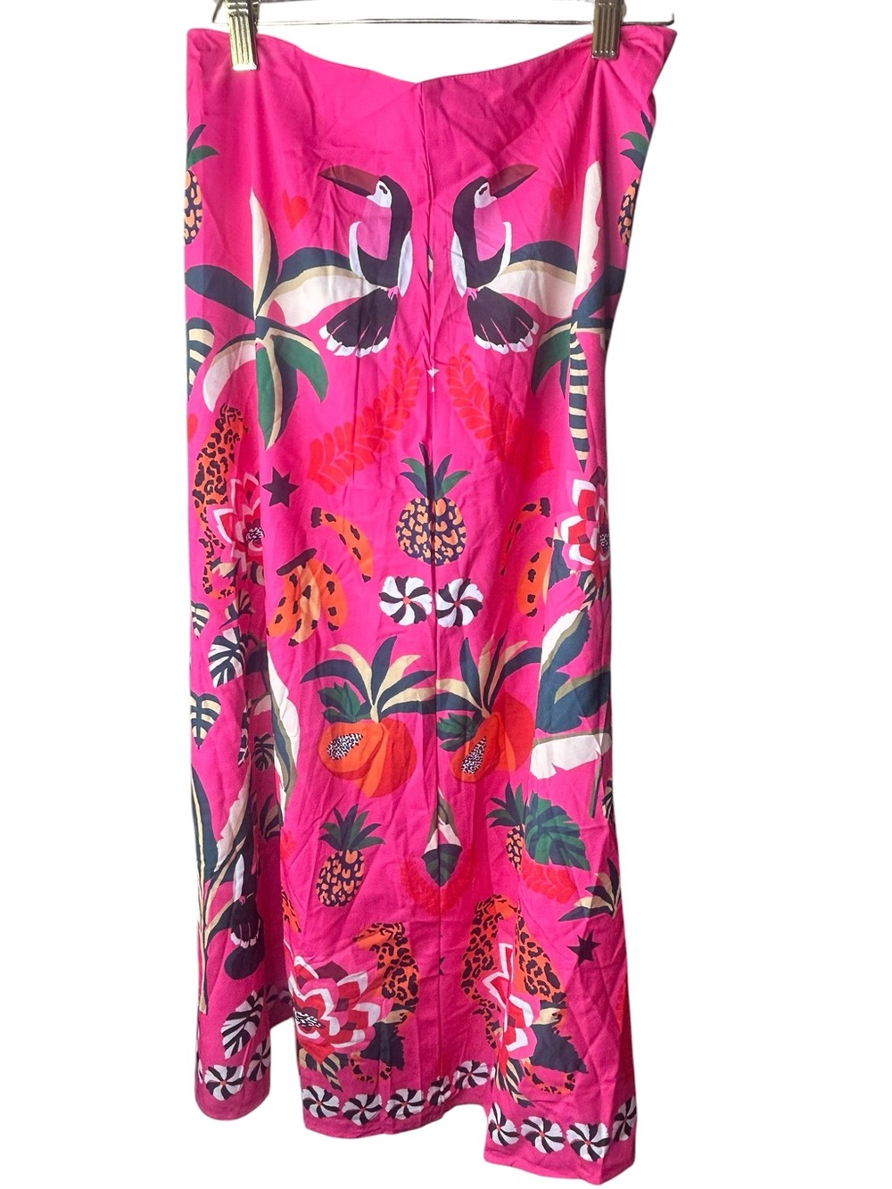 New Maxi skirt floral pineapple leopard bird print pink Medium Colarat